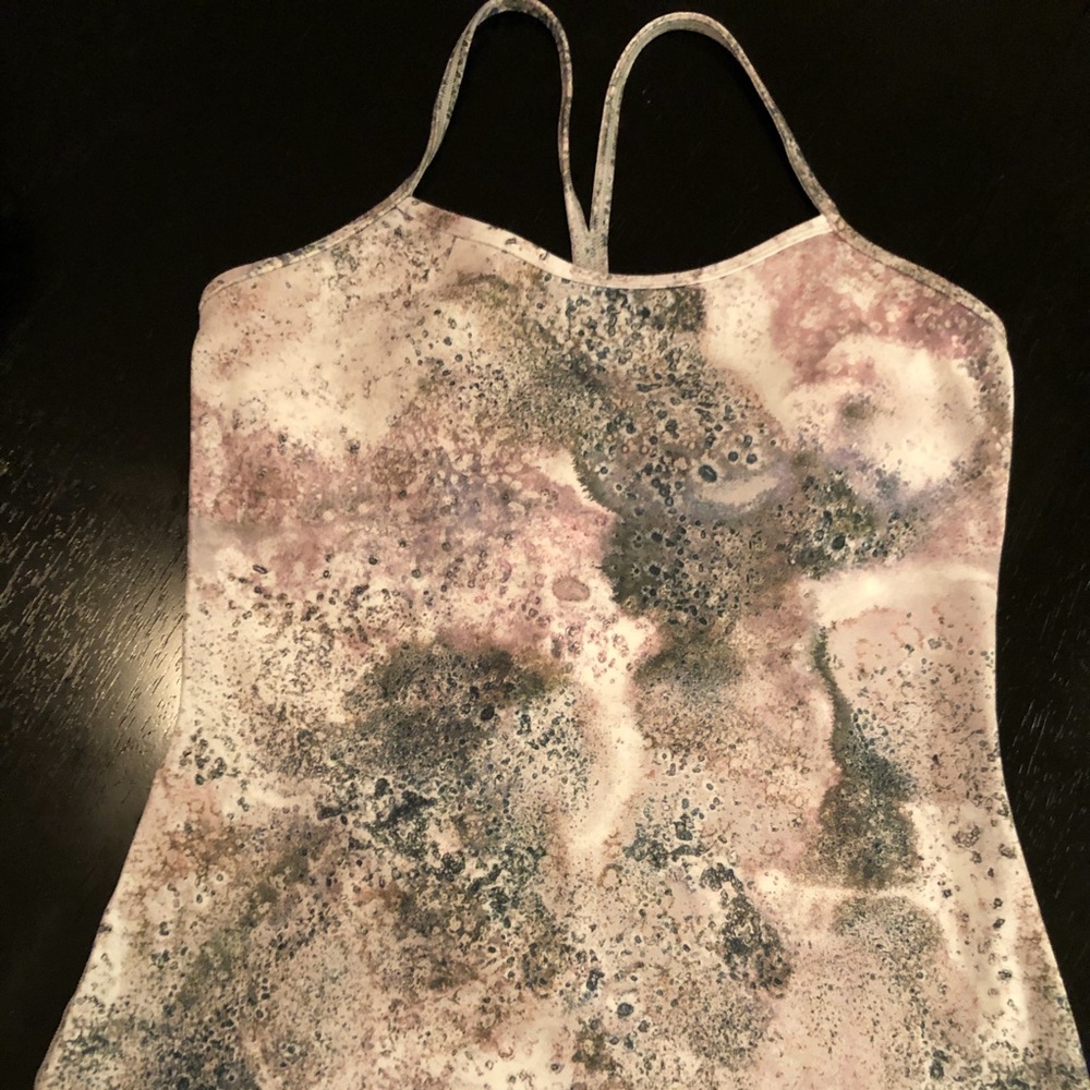 Lululemon green and pink abstract floral tank